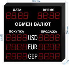 Табло курсов валют KV-75-4x3DT